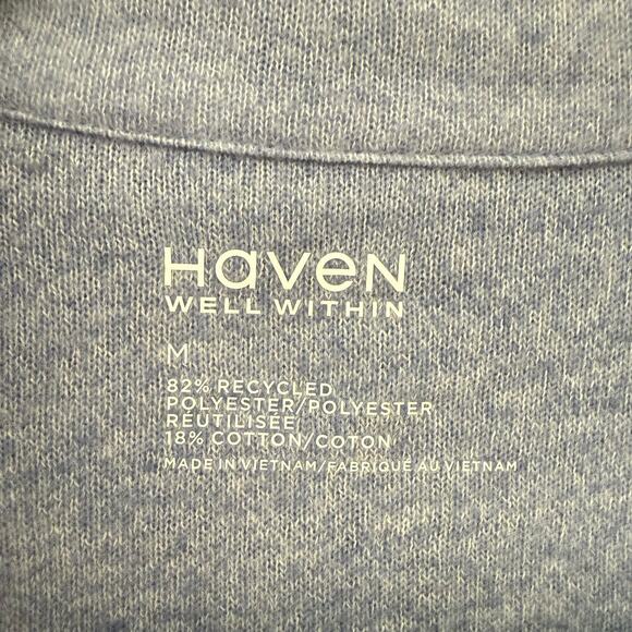 Haven Well Within Blue Marley Knit Button Down Pajama Shirt Size M lounge soft - Picture 2 of 6